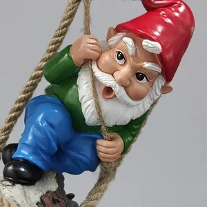 Stravagante statua di gnomo da arrampicata-resina resistente, vestito <span class=keywords><strong>rosso</strong></span> e verde, ideale per decorazioni natalizie da giardino, uso interno/esterno - Product Image 6