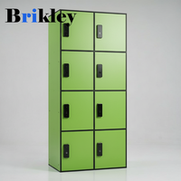 Casier en stratifié massif de qualité supérieure Brikley, couleur gris, épaisseur 12 mm, avec serrure électronique, serrure à combinaison, serrure RFID