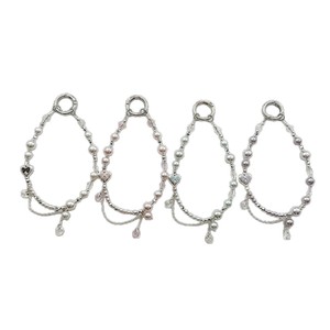 Porte-clés de voiture et pendentif de sac Sweet Bow, chaîne de téléphone de luxe avec perles de déesse, cordon court à suspendre - Product Image 1