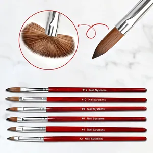 1/6pcs Kolinsky Acrylic Nail Brush #2/4/6/8/10/12 Round <b>Head</b> Kolinsky Crystal Pen Manicure Flower 3D Builder Carving Pen Tools - Product Image 2