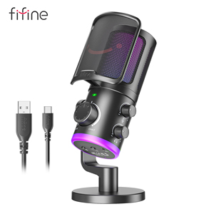 ไมโครโฟน <span class=keywords><strong>FIFINE</strong></span> AM6 สำหรับเล่นเกมส์ สตรีมมิ่ง แบบมีสาย USB Type C สำหรับคอมพิวเตอร์ บันทึกเสียง ใช้ในบ้าน พร้อมไฟ RGB - Product Image 1