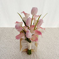 Handgefertigte Realistische Weiche Calla-Lilie Tulpe Lotus Künstliche Blume Hochzeits-Lizenz Weiße Rosa Koreanische Frische Kleine Blumen für Braut-Fotos