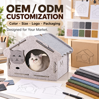 Maison pour chat en feutre moderne personnalisée, lit-caverne d'intérieur pour animaux de compagnie avec entrée en forme de visage de chat, vente en gros OEM ODM