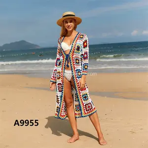 JINRU fábrica crochê praia vestidos swimwear encobrir beachwear senhoras branco luxo desgaste biquíni cover ups vestido para as mulheres