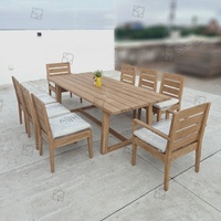 Ensemble de salle à manger extérieur moderne en teck massif résistant aux intempéries, table et chaises résistantes à l'eau, marque Sigma, modèle SGK-260227