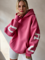 Ensemble sweat à capuche pour femme en modal et coton molletonné à pois, coupe ample, style streetwear décontracté