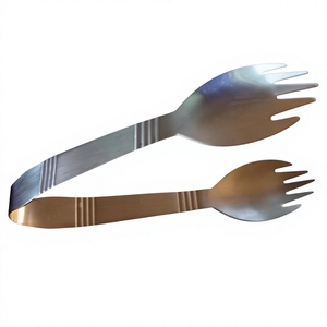 Pince de service pour salade en acier inoxydable avec extrémités fourchues, compatible lave-vaisselle, pince à glace en métal, ustensiles de cuisine, designs durables - Product Image 1