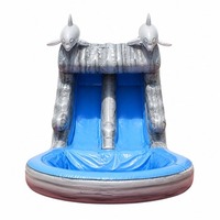 Toboggan aquatique gonflable gris de 12 pieds pour les fêtes au bord de la piscine et les jeux aquatiques