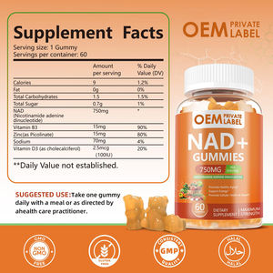 Supplément OEM NAD + Marque privée Vitamine B3 Collagène hydrolysé Gommes anti-âge NAD sans sucre aux herbes Stimulant les cellules - Product Image 2