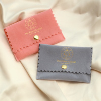 Pochette cadeau rose en suède recyclable avec cordon de serrage, logo imprimé personnalisé, pour boucles d'oreilles
