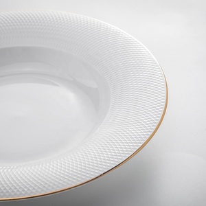 Assiette de luxe en or blanc Assiette Creuse Blanche Restaurant Hotel Assiette à soupe pour banquet de mariage - Product Image 4