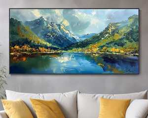SQ Paysage Palette <span class=keywords><strong>Couteau</strong></span> Peinture À L'huile Printemps Mur Art Lac Montagnes Toile Peint À La Main Huile Toile Art - Product Image 5