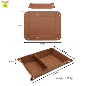 PU da <span class=keywords><strong>Valet</strong></span> khay tổ chức với Snap góc trang sức phím giỏ đồng hồ kính mát hiển thị khay món quà cưới cho khách - Product Image 3