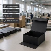 Boîte cadeau magnétique carrée en aluminium noir mat personnalisée, pliable, vente en gros, livraison directe d'usine pour la vente au détail et les cadeaux