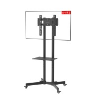 Carrito de TV Móvil Portátil con Soporte Giratorio de Movimiento Completo y Ruedas, Elevador Giratorio para Pantallas de 32''-63'' LCD y Plasma