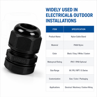 Black Nylon IP68 CE RoHS M16 Thread Sealed Cord Entry for LED Driver Housing Supplier Liquid Tight Connector