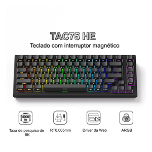 <span class=keywords><strong>Akko</strong></span> TAC75 HE Teclado 75% Diseño RT 0,01mm Cherry PBT Teclas con impresión lateral Teclado - Product Image 2