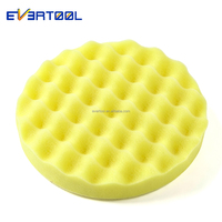 Tampon de polissage en mousse ondulée jaune EVERTOOL, fixation auto-agrippante, pour polisseuse de voiture DA RO