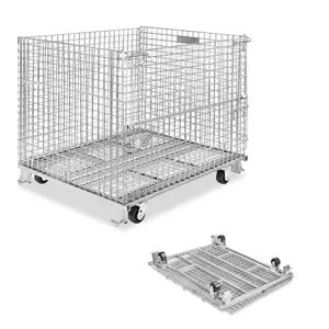 Metal Cage Mesh Pallet Foldable Container Heavy Duty Wire Mesh Container