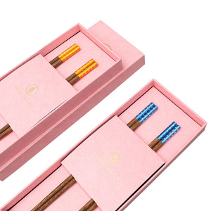 Metal-tipped, engraved, unpainted chicken wing wood chopsticks, business <b>gift</b> set, two pairs in <b>gift</b> box, mahogany chopsticks. - Product Image 5