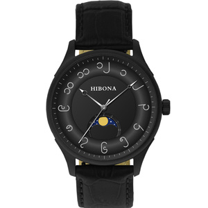 Montre à quartz pour homme au design personnalisé avec phase de lune et fuseau horaire, mouvement Ronda, boîtier ovale, bracelet en silicone de 20 mm, cadran à aiguilles - Product Image 2