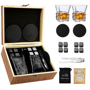 Maxfree – Ensemble de verres à whisky haut de gamme avec bouchon à glaçons et disque de lavage, présenté dans une boîte de rangement en bois – Idéal pour le bar - Product Image 6