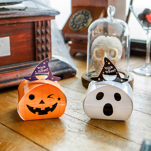 DAMAI Halloween Small Gift <b>Box</b> Cartoon Pumpkin Pastry Biscuit Cake Packaging Ready Stock Pumpkin <b>Cookies</b> <b>Box</b> for Kids Party - Product Image 1