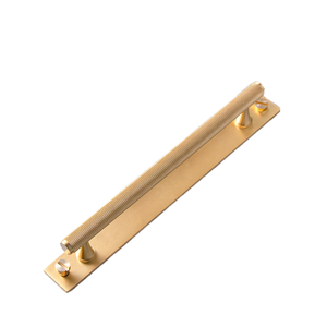 Hochwertiger Goldener Gerändelte Möbelknopf mit Bodenplatte aus Massivem Messing Küchenschrankgriff - Product Image 1