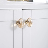 Cajón de cocina o dormitorio, cajón de diseño de oliva transparente, perilla dorada ovalada de cristal, HARDWARE KOSIN para el hogar