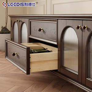 Lgcdis Walnut Wood Cabinet <b>Knobs</b> Round Brass Base Chinese Style Furniture Handle Drawer Cabinet Door Hardware - Product Image 2