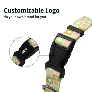 Manufacturer OEM ODM Custom Logo Pattern Polyester Soft Adjustable Dog Training Collar Designer Custom Dog Pet Collars