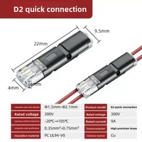 Conector Rápido D2, Bloque de Terminales para Cables, Conector de Cable para Iluminación LED, Conector Enchufable de 2 Pines sin Herramientas, Material de Cobre