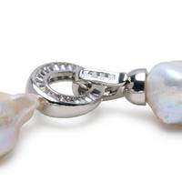 Bracciale di Lusso con Perle Barocche Fireball 14-20mm, Perle Naturali ad Alta Lucentezza Aurora, Chiusura con Zirconi Cubici Baguette