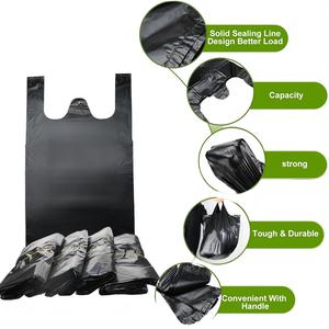 ถุงพลาสติกใส่เสื้อยืดแบบมีหูหิ้ว ยี่ห้อ Huamaohengchun  ถุงพลาสติกใส่ของชำแบบธรรมดา หนาและทนทาน (20" x 12", สีดำ) - Product Image 4