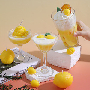 Bougie parfumée artisanale de luxe, série fruits créatifs, design original, en forme de gobelet à boisson froide, pour la décoration de table de café - Product Image 1