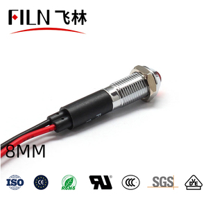 Filn 8mm 3V/6V/12V/24V chỉ số đèn xe đạp <span class=keywords><strong>LED</strong></span> IP67 Màu Đỏ màu xanh trắng CE TUV ul đèn chỉ số ánh sáng - Product Image 3