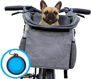 Folding Carry Pet Dog Bike Front Basket Detachable Cycling Bag Carrier Dog Bag With Handle Bike Bicycle Basket
