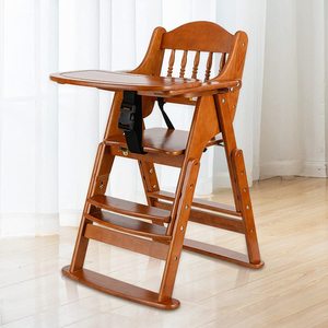 Trona de madera maciza para bebés, ajustable en altura, plegable, con bandeja y cinturón de seguridad para bebés de 0 a 12 meses - Product Image 1
