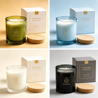 Pot à bougie en verre de luxe de 320 ml avec couvercle en bambou, pots à bougies personnalisés avec couvercles pour bougies parfumées, parfum d'ambiance pour la maison