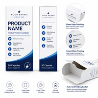 Boîte d'emballage personnalisée écologique et biodégradable pour médicaments et compléments alimentaires, avec gaufrage, paillettes, pliage, carton et doublure en éponge