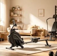 Máquina de Remo Ergonómica Plegable y Resistente al Viento, Remo de Resistencia Multiajustable para Ejercicio Aeróbico de Cuerpo Completo en Interiores