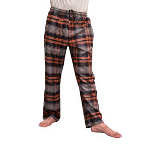 Pantalon de pyjama en flanelle à carreaux pour homme, taille élastique avec cordon de serrage, respirant, poids moyen, coupe décontractée, idéal pour l'automne - Product Image 1
