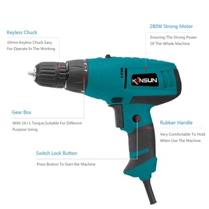 Perceuse électrique portative KONSUN 280W, <span class=keywords><strong>mandrin</strong></span> sans clé 10 mm, perceuse à vitesse variable pour bois/métal, personnalisable OEM - Product Image 2
