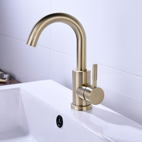 Robinet de lavabo de luxe, eau chaude et froide, robinet de lavabo rotatif, acier inoxydable, finition brossée, robinet de salle de bain, mélangeur