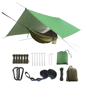 Bâche de corde de pluie surdimensionnée et hamac de camping <span class=keywords><strong>avec</strong></span> <span class=keywords><strong>moustiquaire</strong></span>, hamac double simple portable <span class=keywords><strong>avec</strong></span> ensemble de hamac à sangle d'arbre - Product Image 1