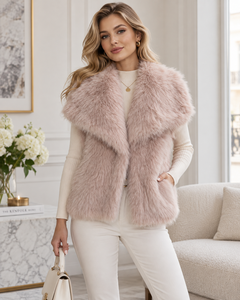 Chaleco de Piel Sintética para Mujer, Sin Mangas, Tejido, Informal, Ropa de Invierno, Abrigo, Proveedor Mayorista OEM - Product Image 5