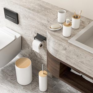 Skymoving bianco 6 pezzi <span class=keywords><strong>set</strong></span> da <span class=keywords><strong>bagno</strong></span> in plastica accessori per toilette Dispenser sapone in plastica accessori da <span class=keywords><strong>bagno</strong></span> <span class=keywords><strong>set</strong></span> di lusso per la casa - Product Image 6