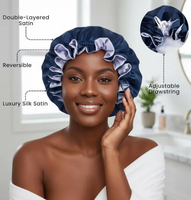 Bonnet pour cheveux bouclés, bonnet à double couche pour cheveux, bonnet en satin soyeux pour adultes, bonnet en satin réversible pour cheveux naturels