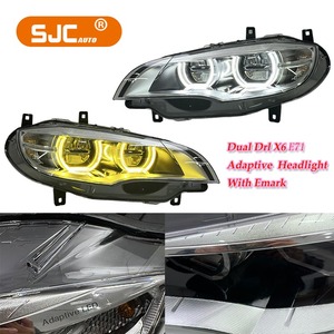 Faros Delanteros LED Dobles SJC Auto DRL para BMW X6 E71 2008-2014, Lámparas Delanteras DRL Doradas, Lentes de Proyector de Alta Potencia, Luces Delanteras Adaptables - Product Image 1