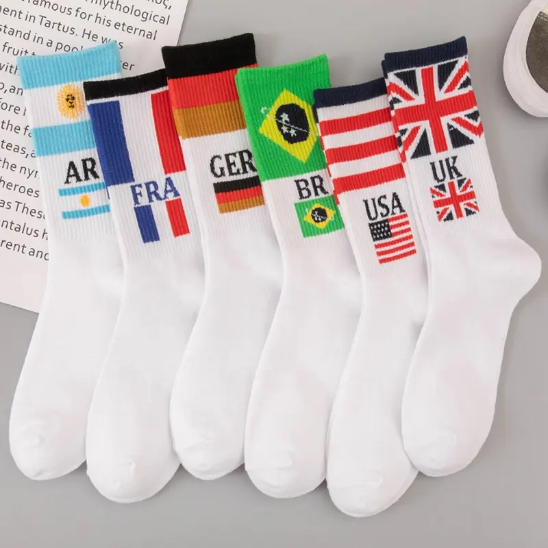 Wholesale Fashion American Flag Patterned Socks Men Unisex 100% Cotton Casual Trending Crew Socks